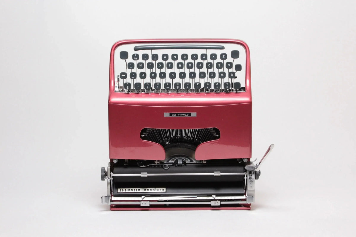 Olivetti Pluma 22 Glossy Coral Red Vintage, Manual Typewriter, Restored - ElGranero Typewriter.Company