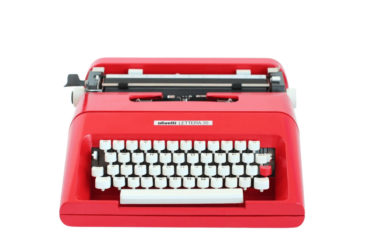 Olivetti Lettera 35 Red, Vintage Manual Typewriter, Refurbished - ElGranero Typewriter.Company