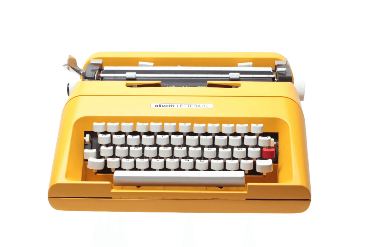 Iconic Olivetti Lettera 35 Yellow Vintage, Manual Typewriter, Restored - ElGranero Typewriter.Company