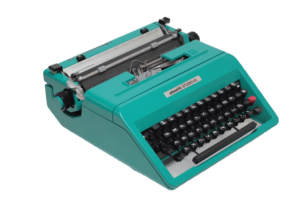 Olivetti Studio 45 Turquoise Vintage Manual Typewriter, Serviced - ElGranero Typewriter.Company