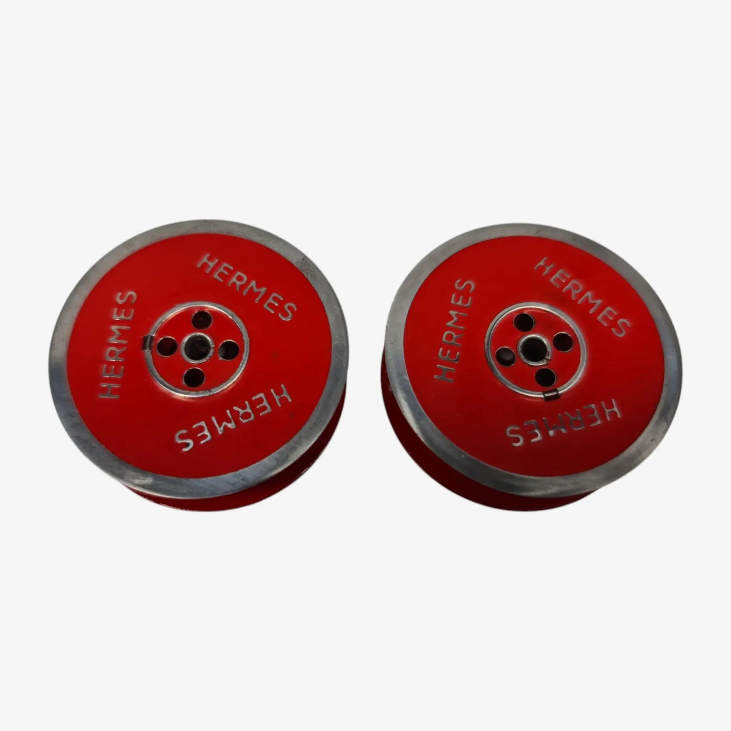 Red Silver Metal Ribbon Spools for Hermes Typewriters El Granero Typewriter.Company
