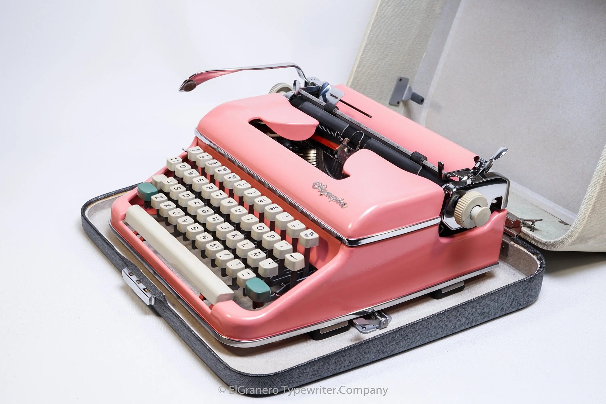 Limited Edition Olympia SM2/3 Flamingo Pink Typewriter, Vintage, Manual Portable, Professionally Serviced by Typewriter.Company - ElGranero Typewriter.Company