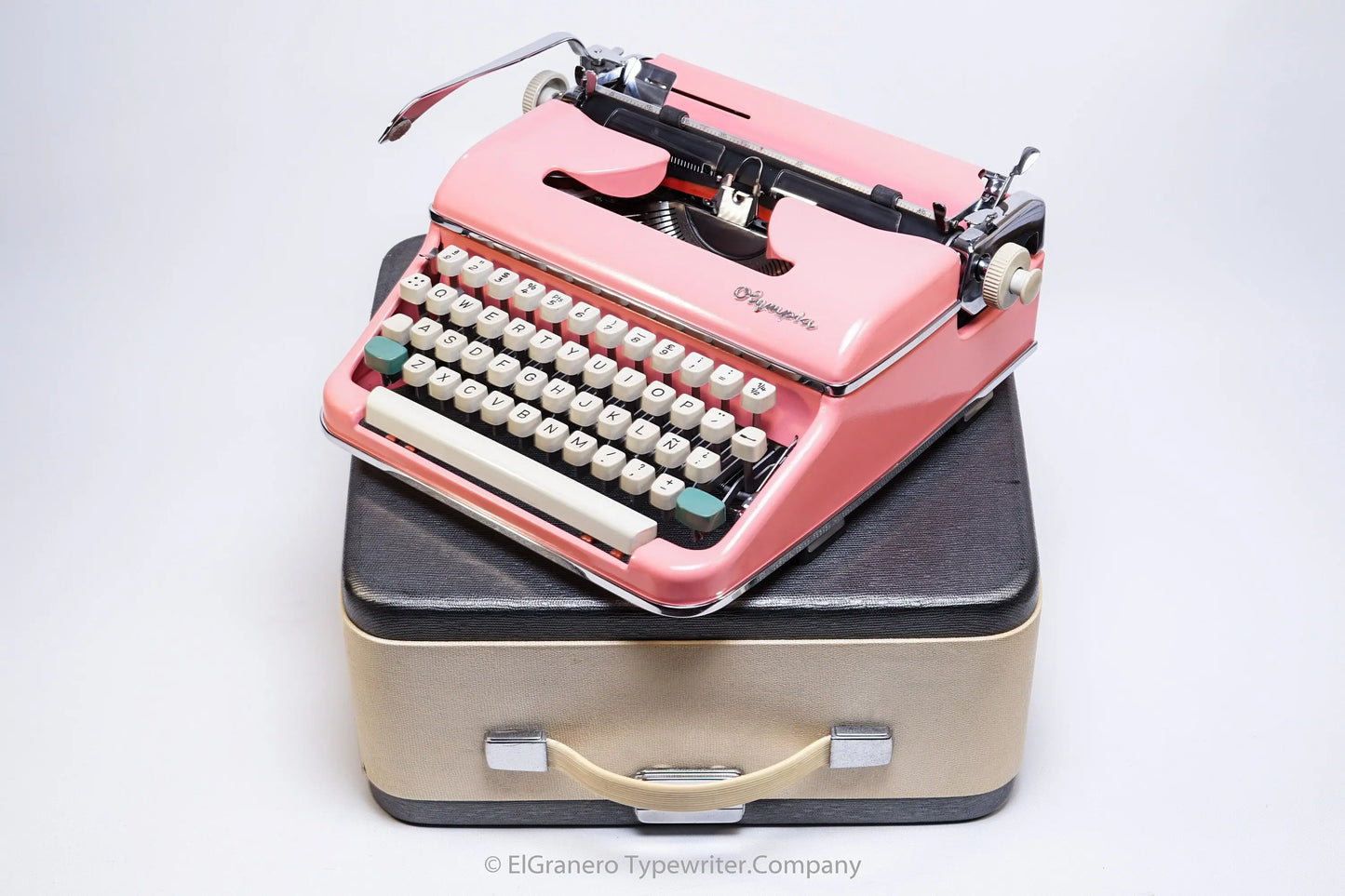 Limited Edition Olympia SM2/3 Flamingo Pink Typewriter, Vintage, Manual Portable, Professionally Serviced by Typewriter.Company - ElGranero Typewriter.Company