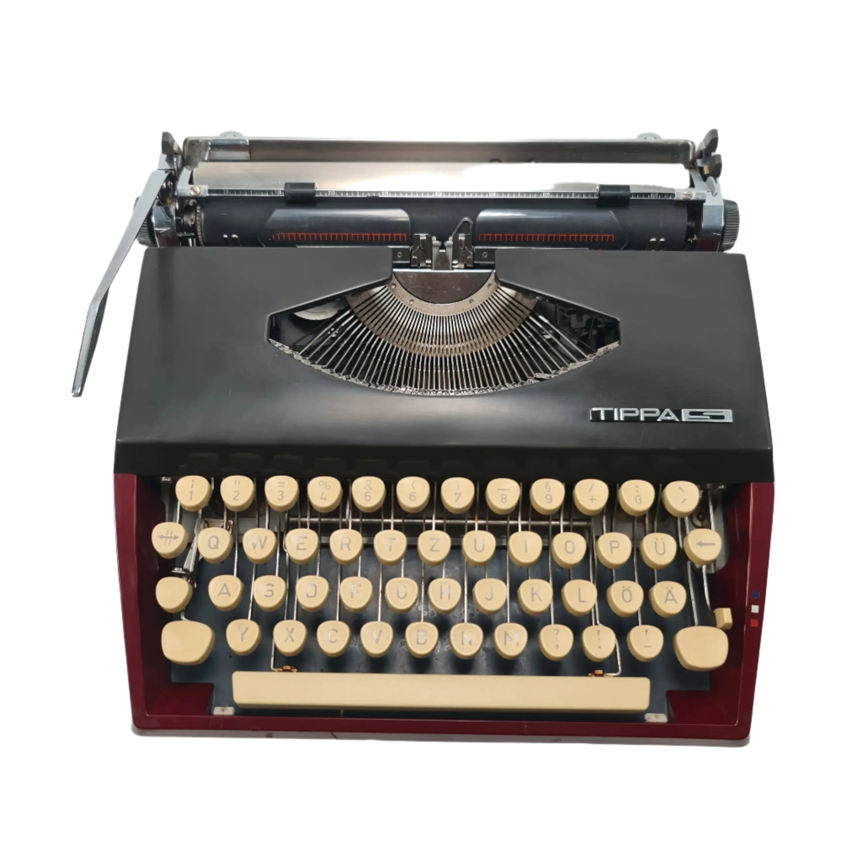 Adler Tippa S, Burgundy Manual Vintage Typewriter, QWERTZ