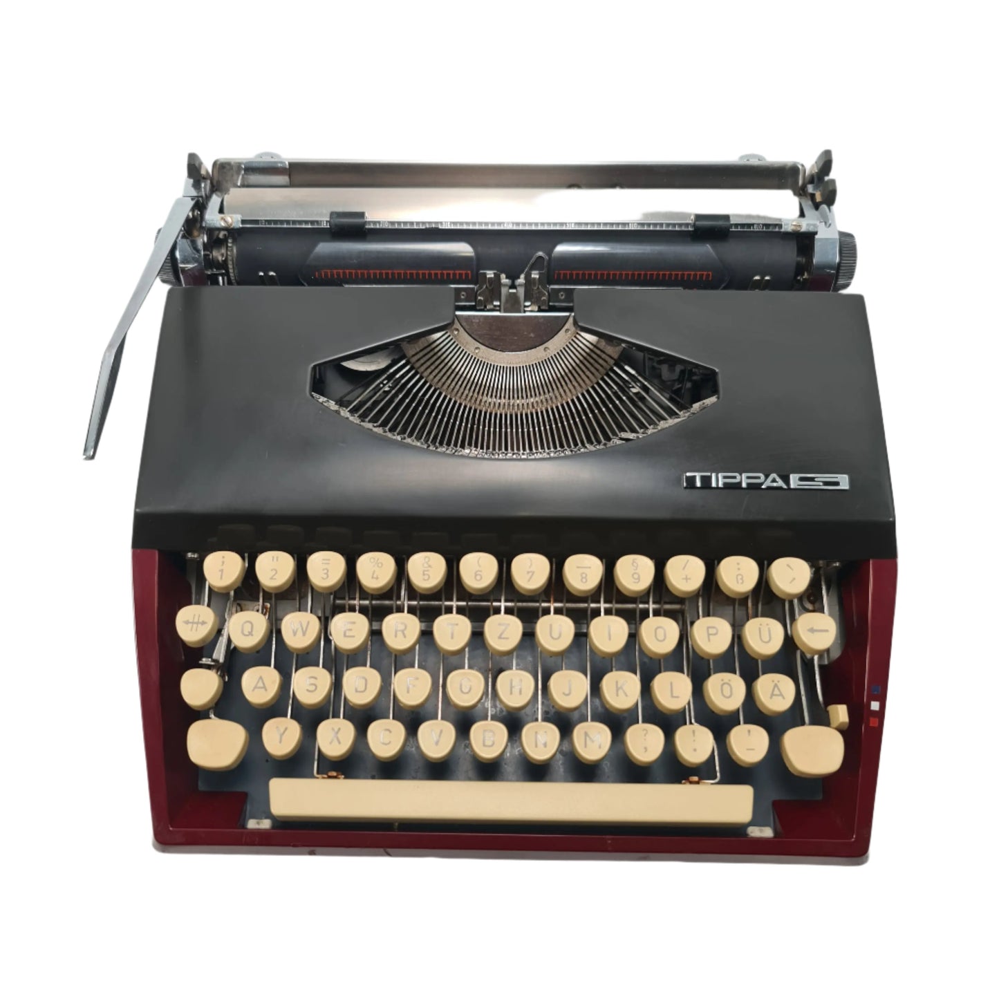 Adler Tippa S, Burgundy Manual Vintage Typewriter, QWERTZ, Serviced ElGranero Typewriter.Company