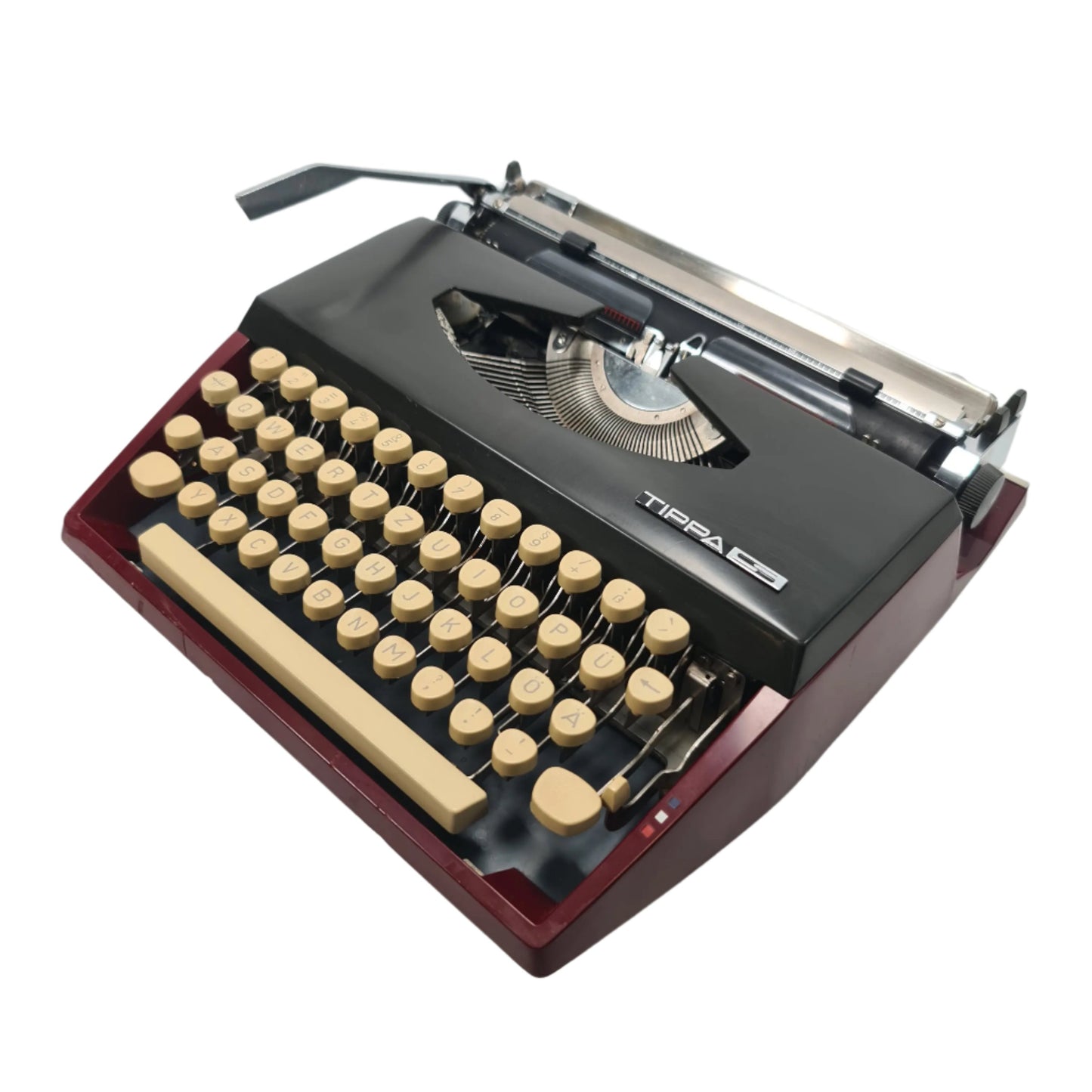 Adler Tippa S, Burgundy Manual Vintage Typewriter, QWERTZ, Serviced ElGranero Typewriter.Company