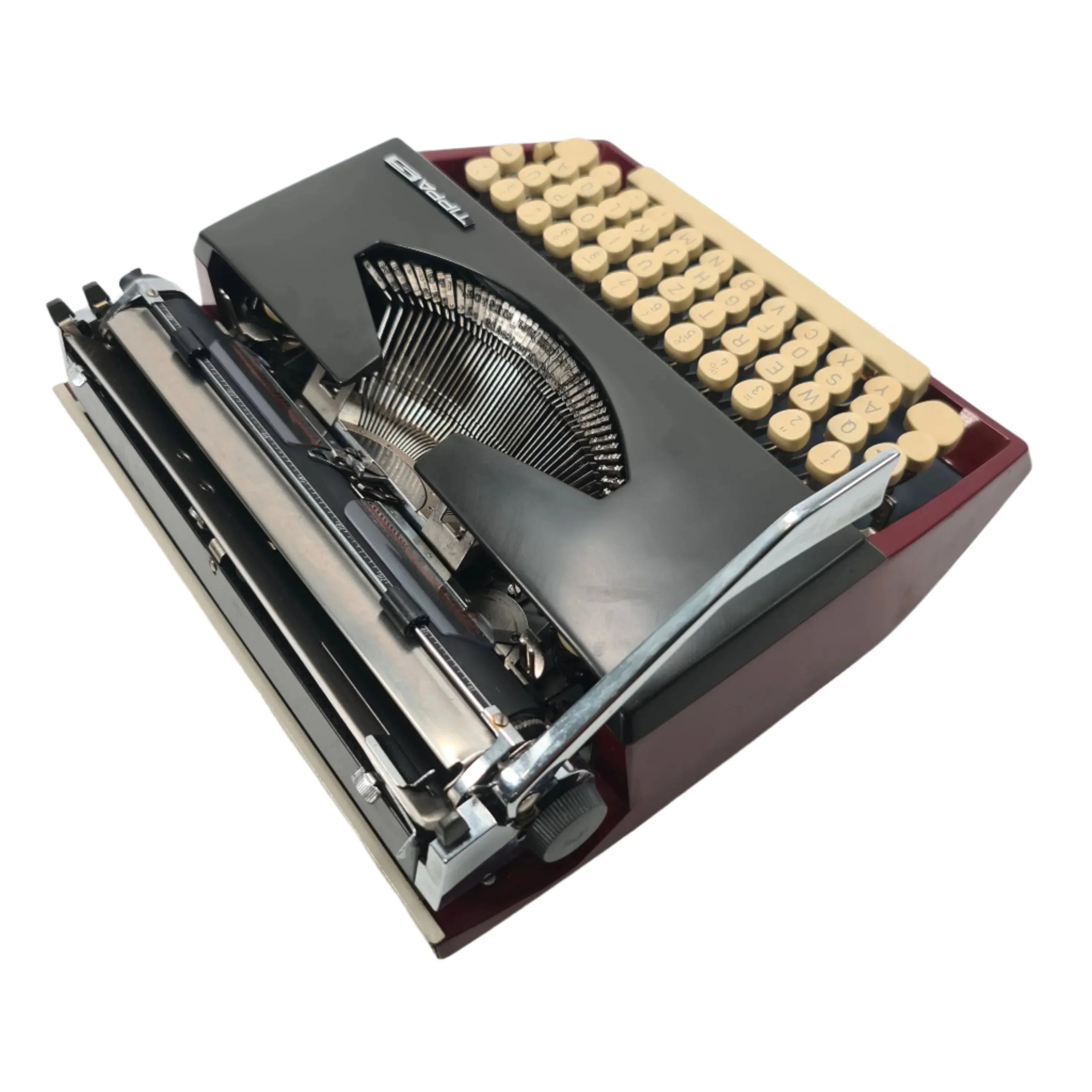 Adler Tippa S, Burgundy Manual Vintage Typewriter, QWERTZ