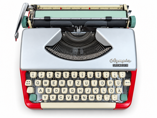 Olympia Splendid 33 Red & Silver Vintage Manual Typewriter, Serviced