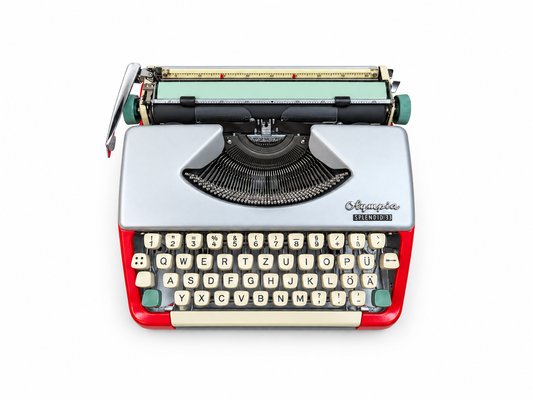 Olympia Splendid 33 Red & Silver Vintage Manual Typewriter, Serviced