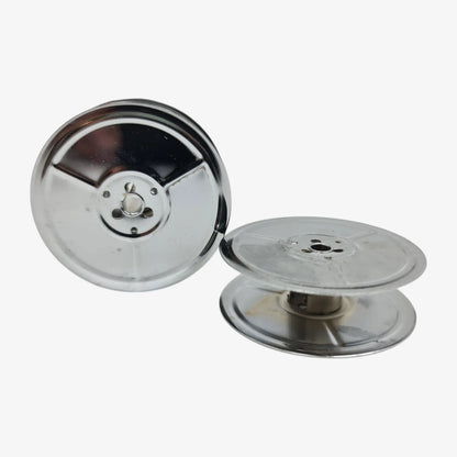 Chrome-Plated Silver Metal Ribbon Spools, German Typewriters, DIN 2103 El Granero Typewriter.Company