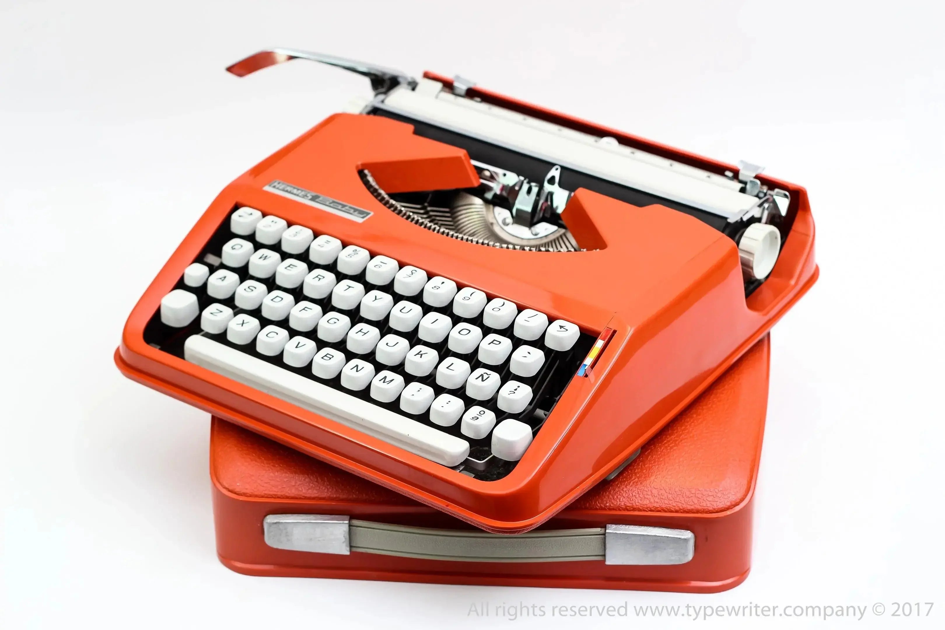 Hermes Baby Orange, Vintage Manual Typewriter, Cursive, Restored