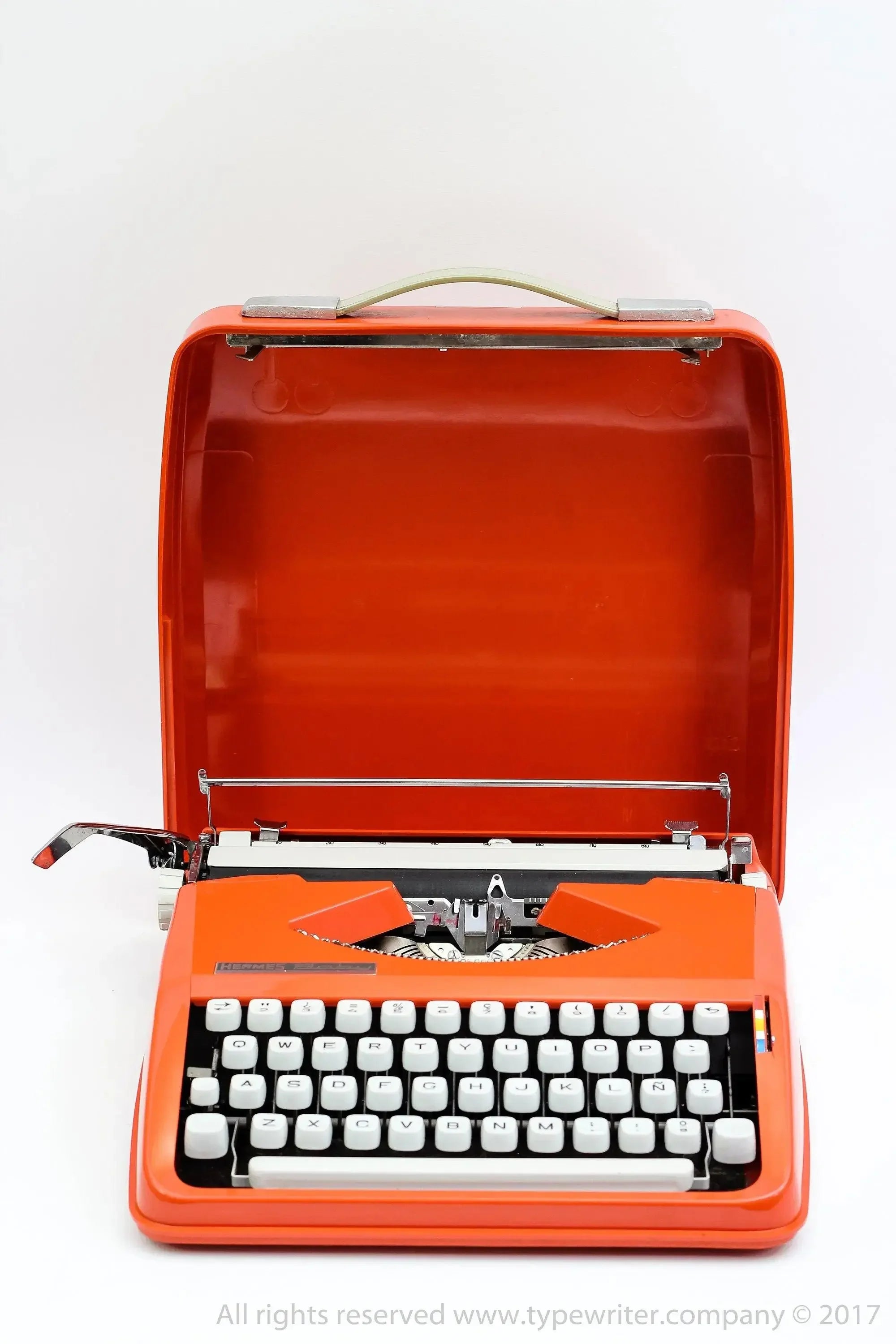 HERMES Baby タイプライター Hermes Baby Orange, Vintage Manual Typewriter, Cursive, Restored