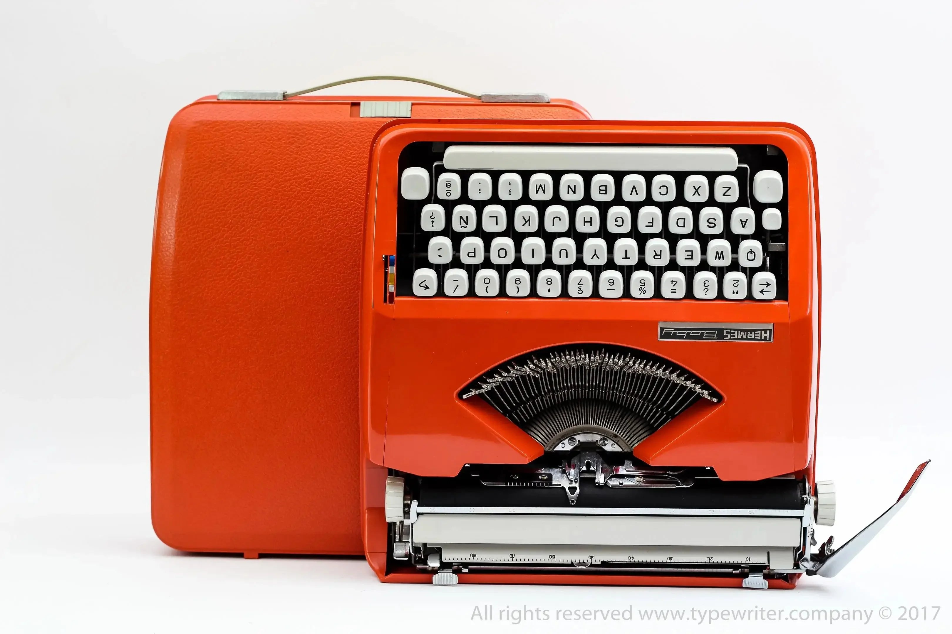 Hermes Baby Orange, Vintage Manual Typewriter, Cursive, Restored