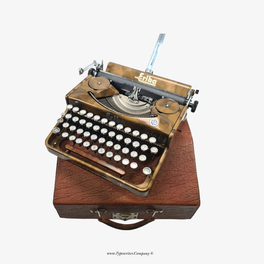Erika 5 Gold, Rare Vintage Manual Typewriter, Professionally Serviced TypewriterCompany