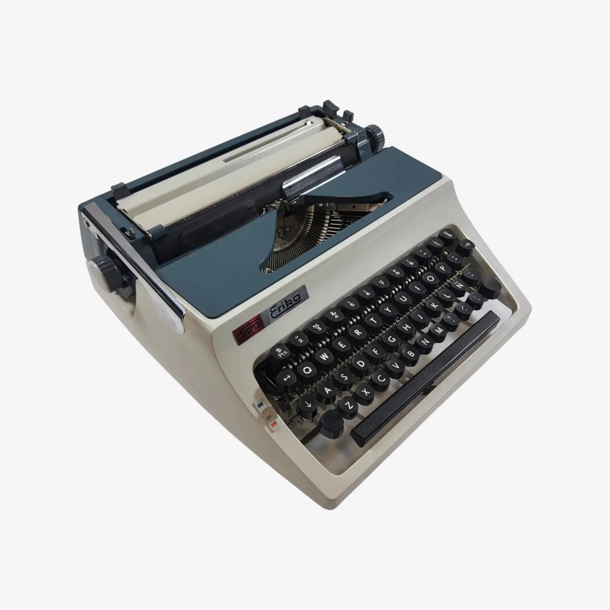 Erika Daro mod.32, Light Gray&Blue Manual Vintage Typewriter