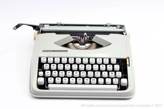 FAB Cursive HERMES BABY typewriter - choose your colour - script  - portable typewriter - working typewriter - light grey typewriter - ElGranero Typewriter.Company