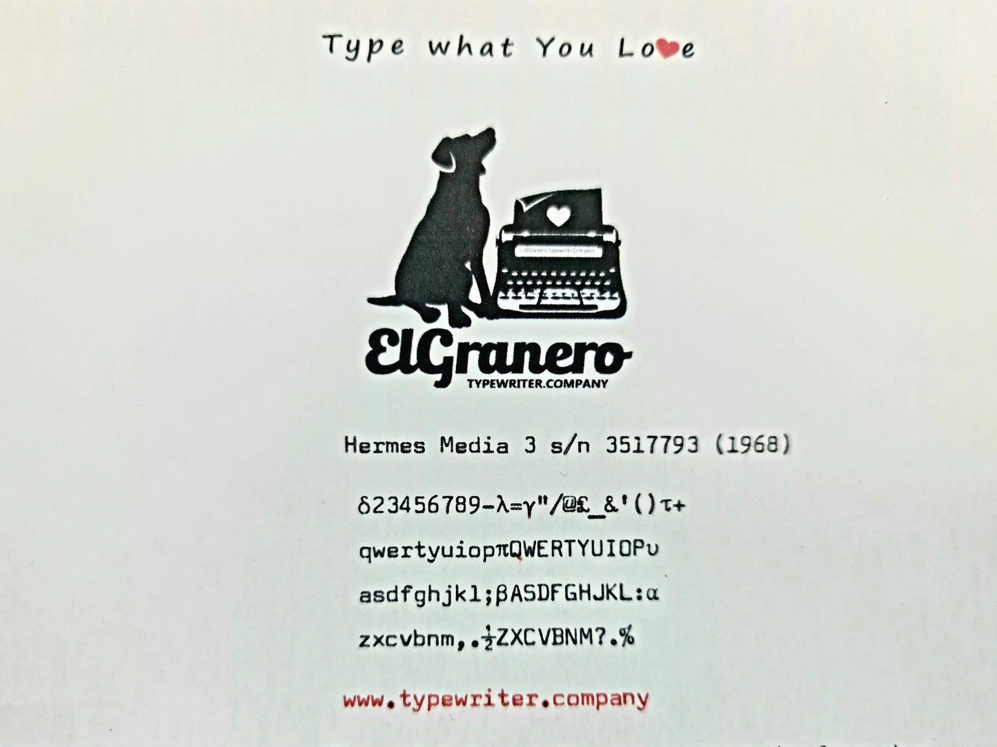 Extremely Rare Hermes Media 3 Typewriter 13 cpi Elite Techno Font, Maths/Physics/Greek Symbols - ElGranero Typewriter.Company