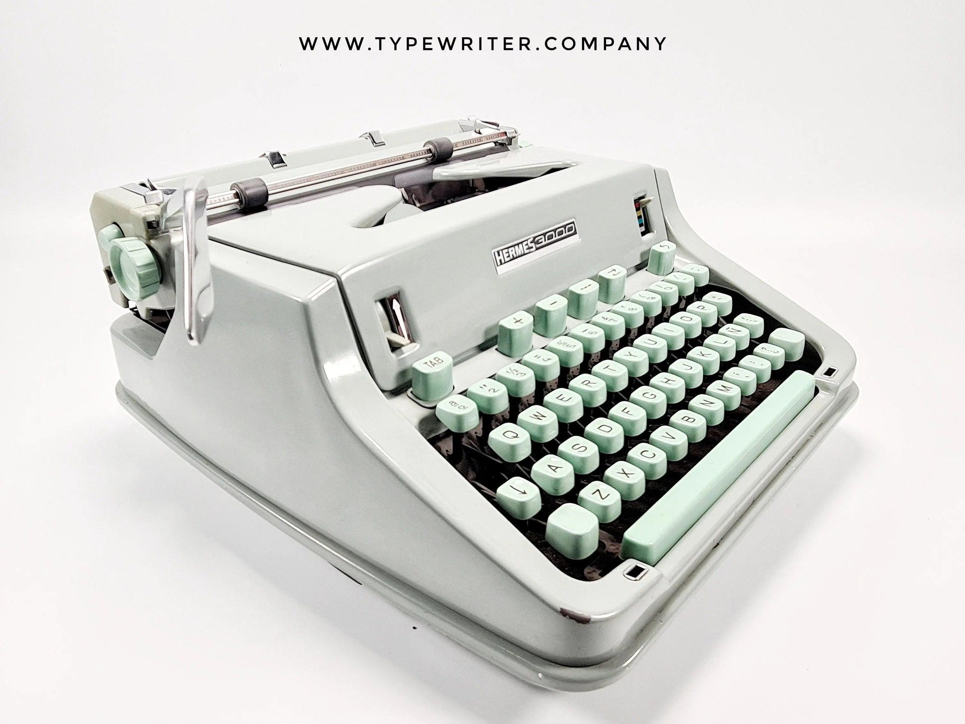 Hermes 3000 Light Green Typewriter, Ñ, Vintage, Mint Condition, Manual Portable, Professionally Serviced by Typewriter.Company - ElGranero Typewriter.Company