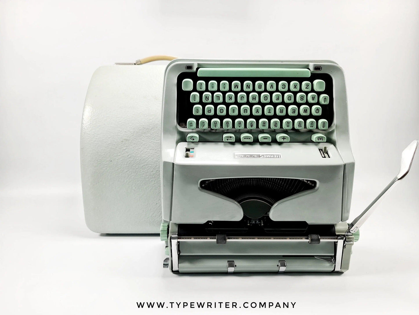 Hermes 3000 Light Green Typewriter, Ñ, Vintage, Mint Condition, Manual Portable, Professionally Serviced by Typewriter.Company - ElGranero Typewriter.Company