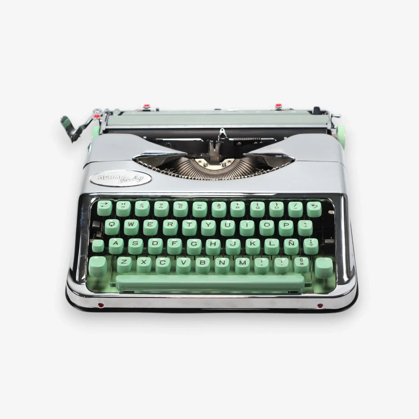 Hermes Baby Chrome-Plated, Vintage Manual Typewriter, Refurbished El Granero Typewriter.Company