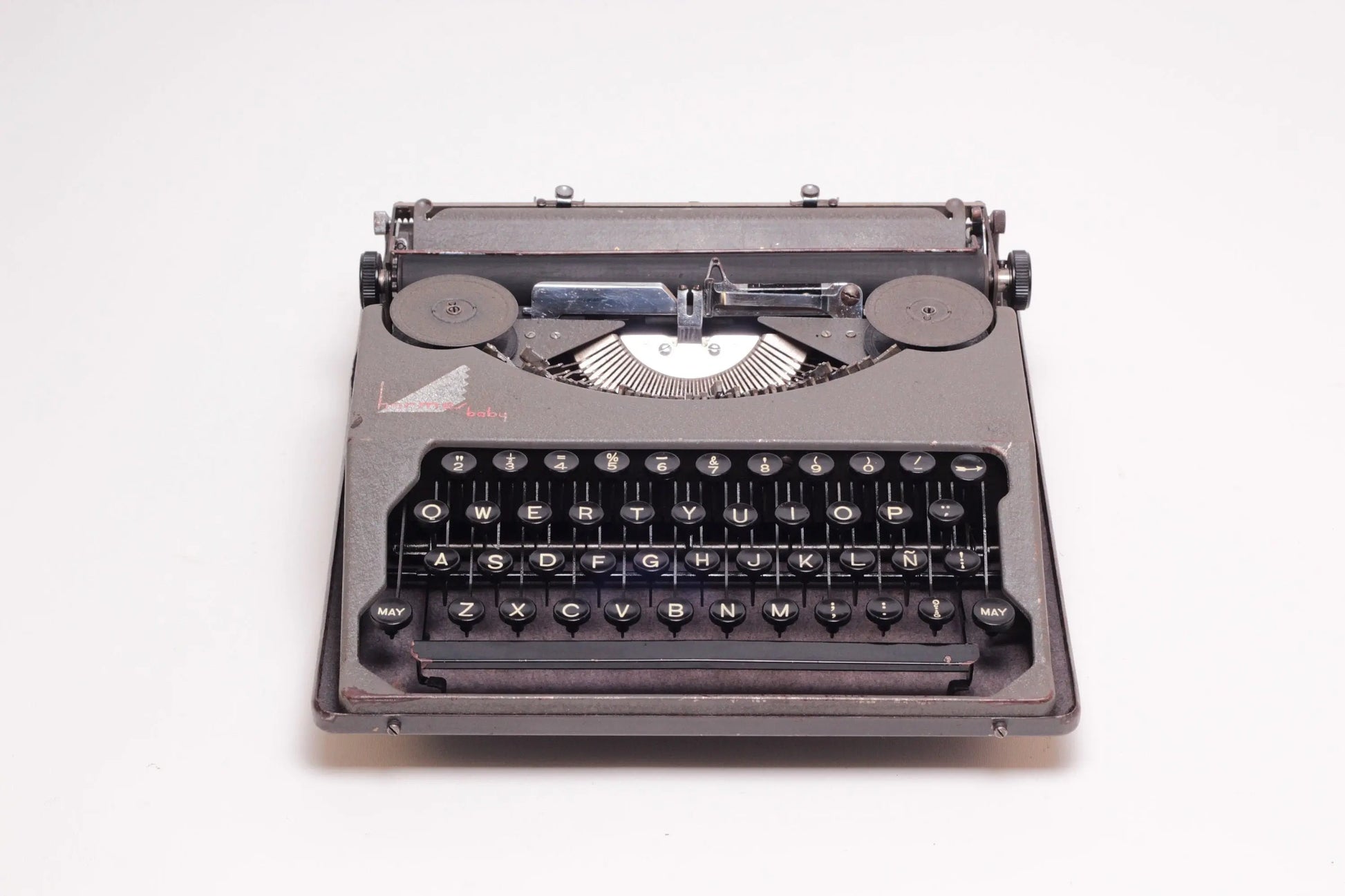 Hermes Baby Dark Gray Typewriter, Vintage, Manual Portable, Professionally Serviced by Typewriter.Company - ElGranero Typewriter.Company