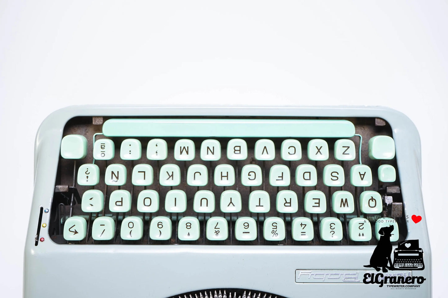Hermes Baby Seafoam Light Green Typewriter, Vintage, Manual Portable, Professionally Serviced by Typewriter.Company - ElGranero Typewriter.Company