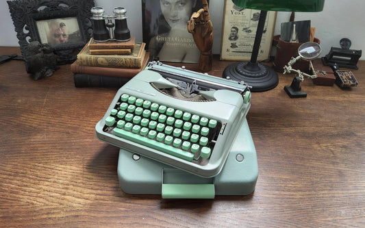 SOLD! Hermes Baby Seafoam Green, Vintage Manual Typewriter, Restored - ElGranero Typewriter.Company