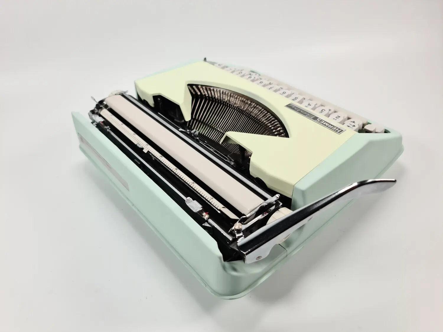 Hermes Baby, Mint Green Manual Vintage Typewriter, Refurbished 