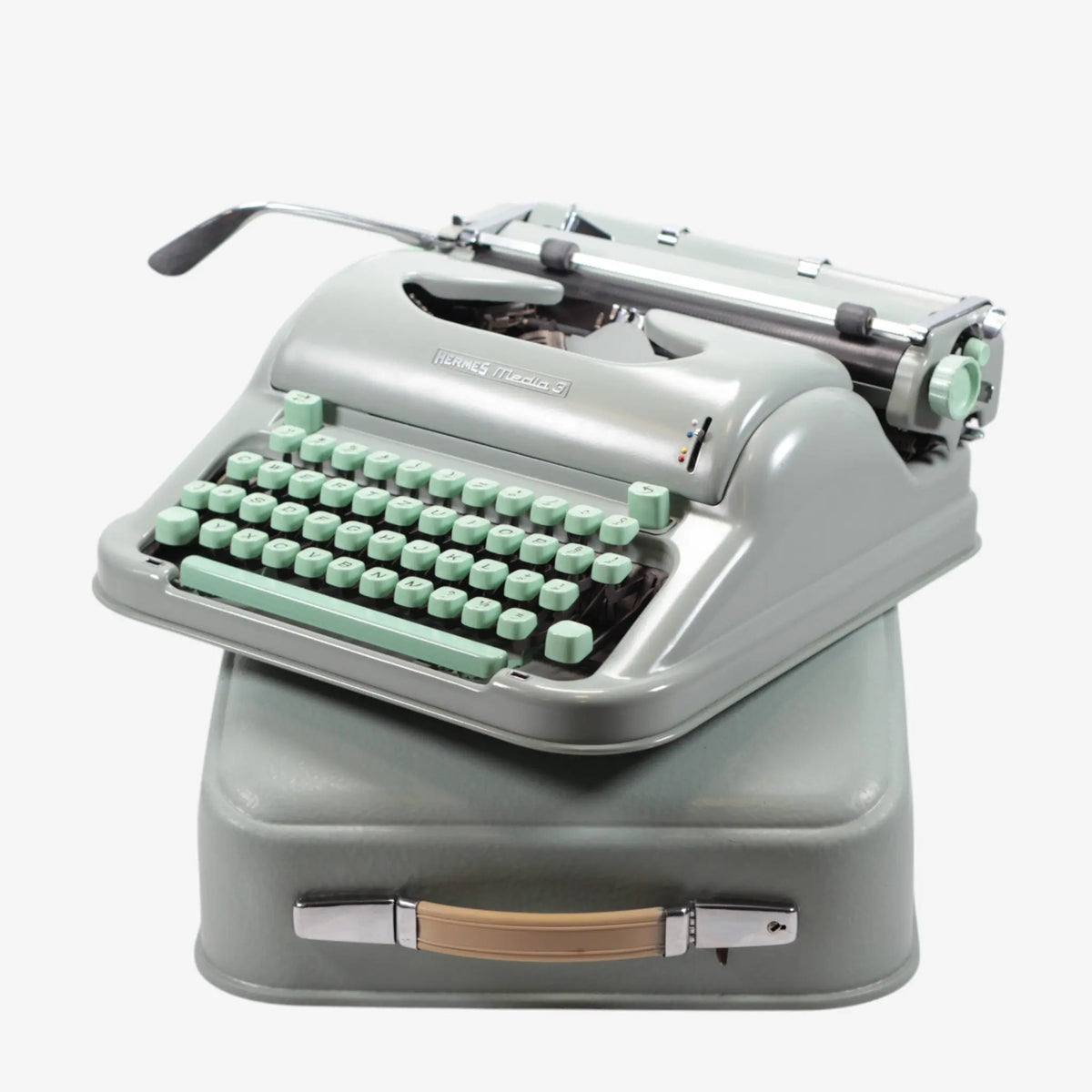 Hermes Media 3 Seafoam Green, Vintage Manual Typewriter, Serviced 