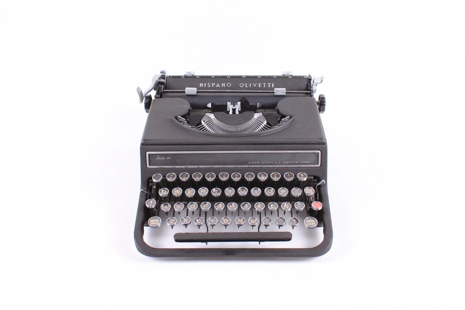 Hispano Olivetti Studio 46 (42) Classic Black Vintage, Manual Typewriter, Professionally Serviced - ElGranero Typewriter.Company
