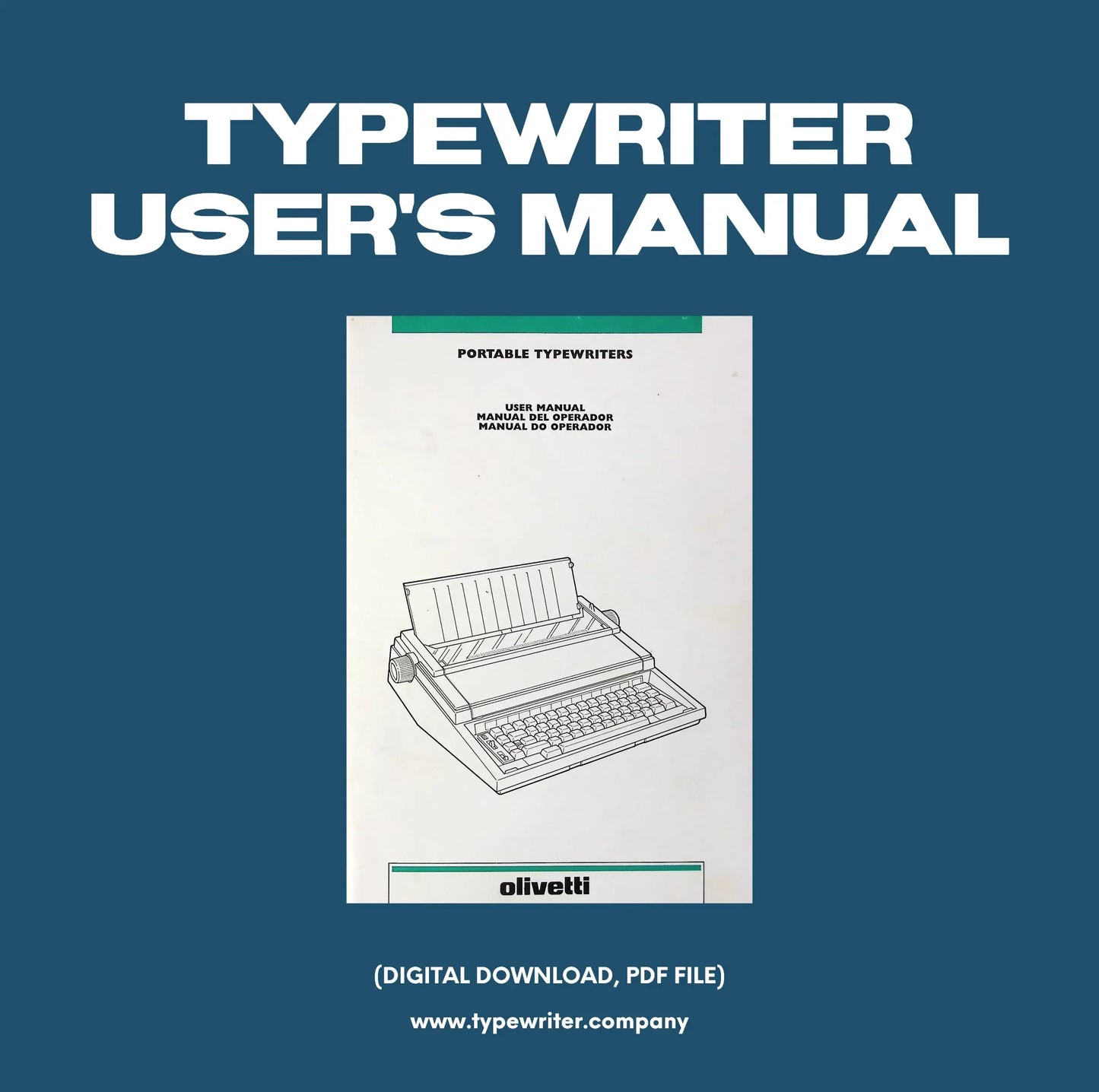 Instruction Manual for Vintage Typewriter Olivetti ET Personal, PDF in Various Languages - ElGranero Typewriter.Company
