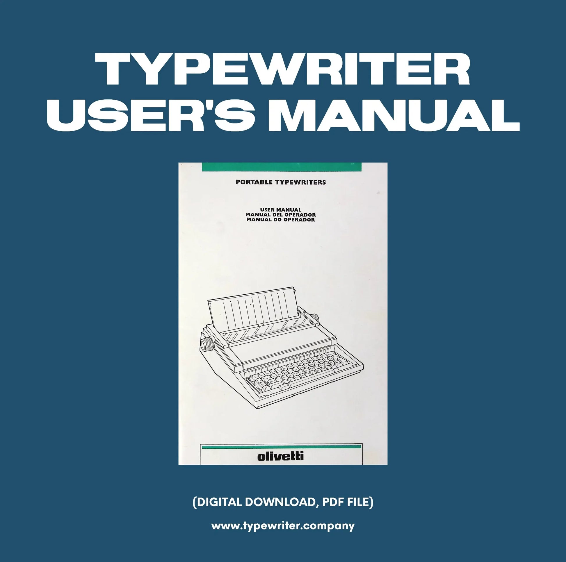 Instruction Manual for Vintage Typewriter Olivetti ET Personal, PDF in Various Languages - ElGranero Typewriter.Company