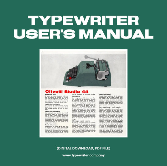 Instruction Manual for Vintage Typewriter Olivetti Studio 44, PDF in Spanish - ElGranero Typewriter.Company