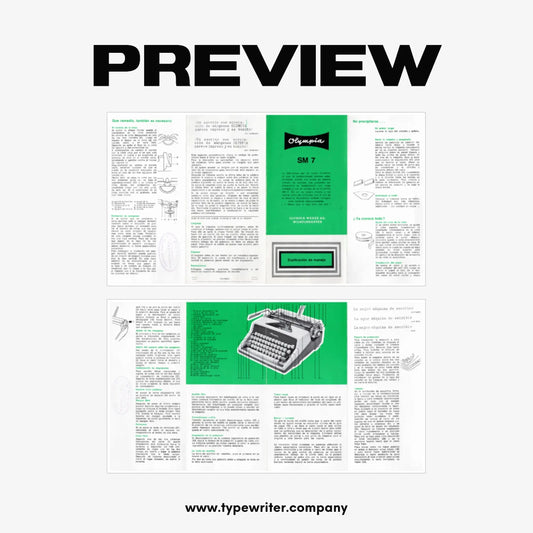 Instruction Manual for Vintage Typewriter Olympia SM7, PDF in Spanish - ElGranero Typewriter.Company