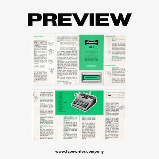 Instruction Manual for Vintage Typewriter Olympia SM9, PDF in German - ElGranero Typewriter.Company