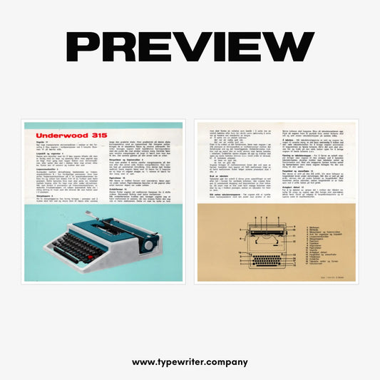 Instruction Manual for Vintage Typewriter Underwood 315, PDF in German - ElGranero Typewriter.Company