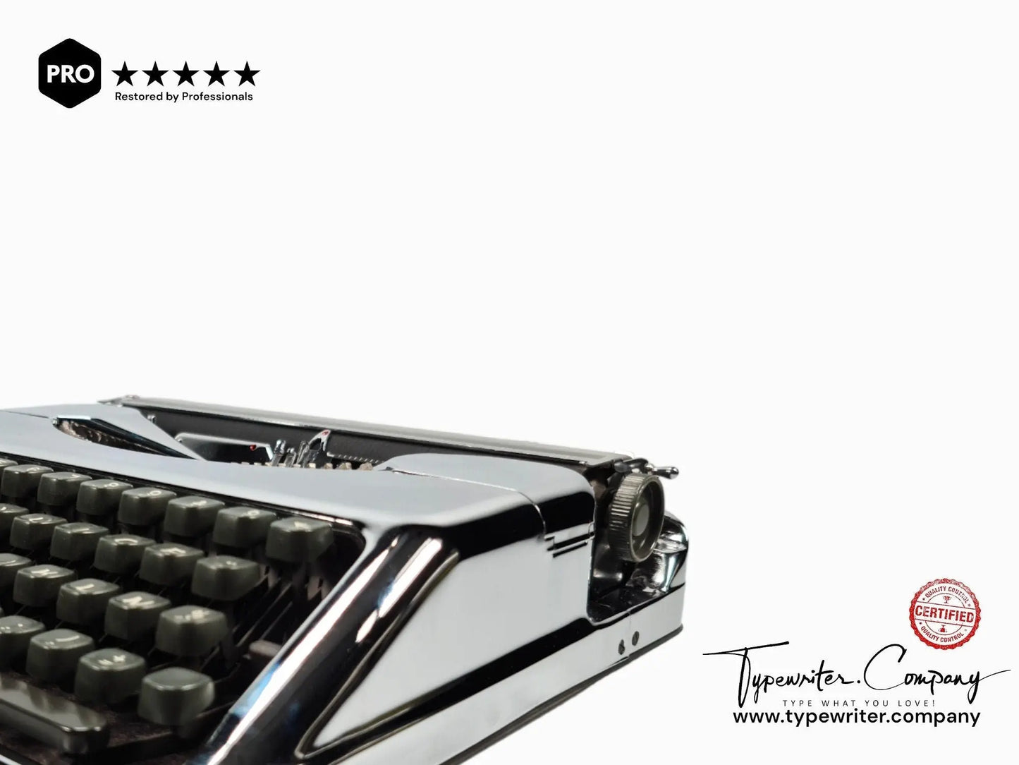 Limited Edition Hermes Baby Chrome-Plated Typewriter Serviced, dark - ElGranero Typewriter.Company