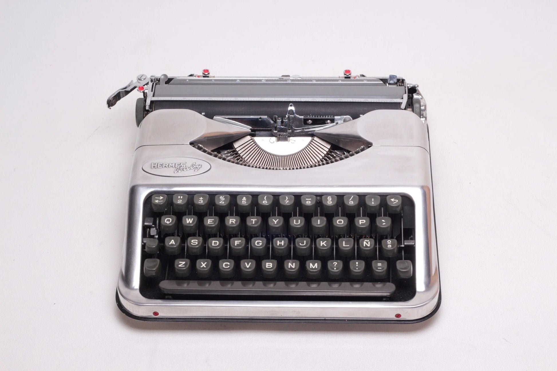 Limited Edition Hermes Baby Polished Silver, Vintage, Mint Condition, Manual Portable, Professionally Serviced by Typewriter.Company - ElGranero Typewriter.Company