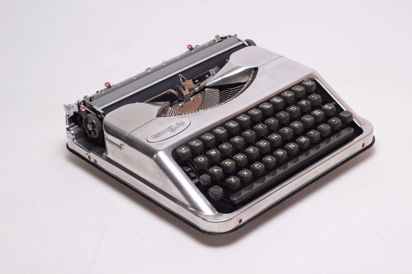 Limited Edition Hermes Baby Polished Silver, Vintage, Mint Condition, Manual Portable, Professionally Serviced by Typewriter.Company - ElGranero Typewriter.Company