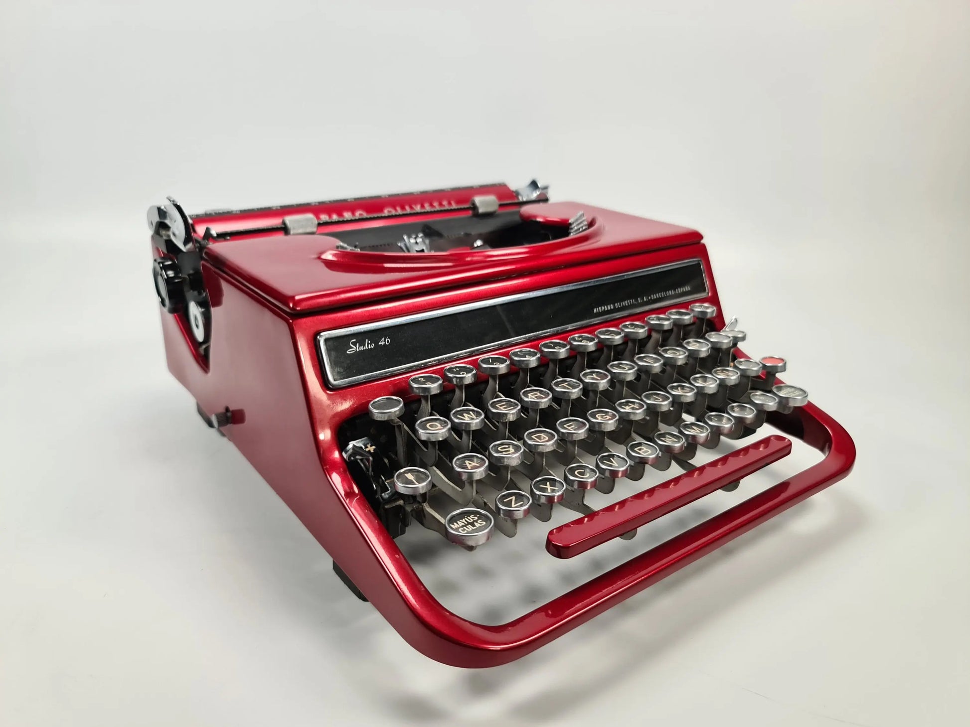 Limited Edition Hispano Olivetti Studio 46 (42) Burgundy Vintage, Manual Typewriter, Professionally Serviced - ElGranero Typewriter.Company
