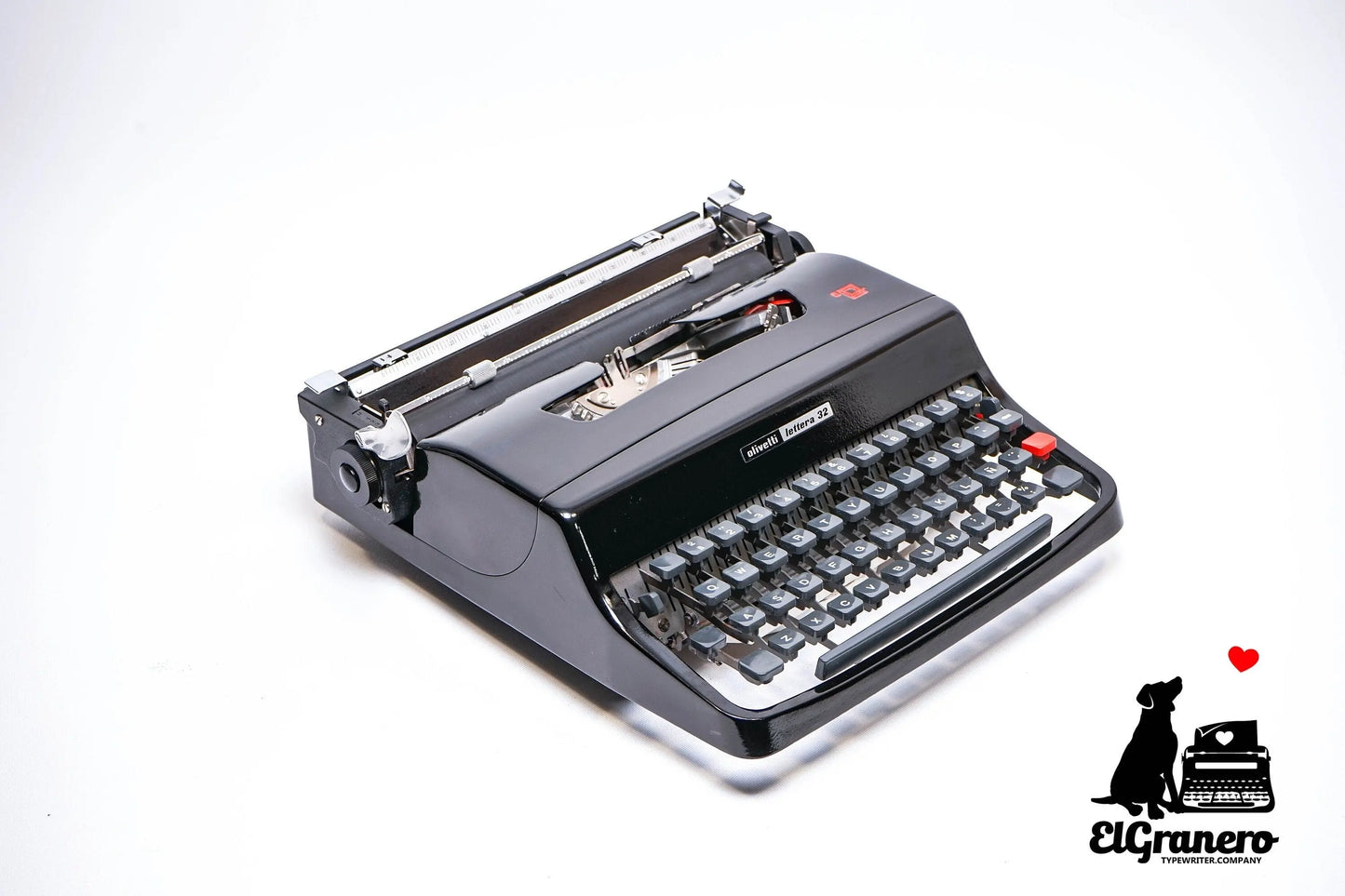 Limited Edition Olivetti Lettera 32 Black Typewriter, Vintage, Manual Portable, Professionally Serviced by Typewriter.Company - ElGranero Typewriter.Company