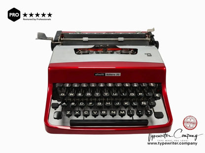 Olivetti Lettera 32 Pro Burdeos y Plata Máquina de Escribir Manual Vintage, Restaurada - ElGranero Typewriter.Company