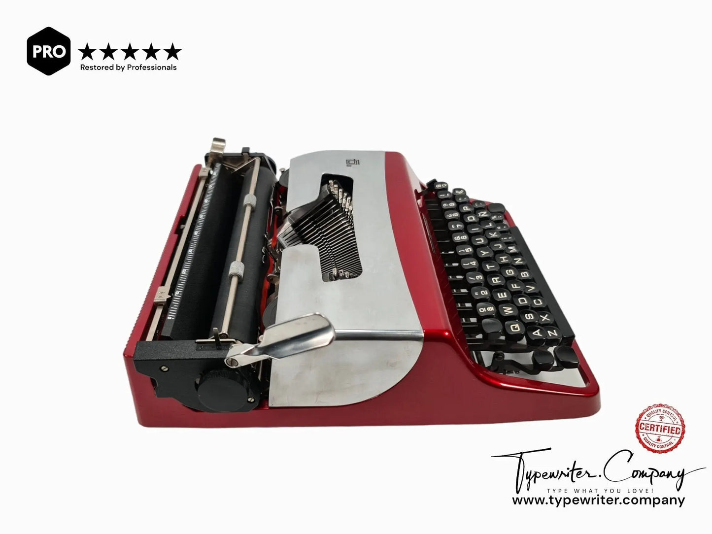 Limited Edition Olivetti Lettera 32 Silver & Red Typewriter, Vintage, Manual Portable, Professionally Serviced by Typewriter.Company - ElGranero Typewriter.Company