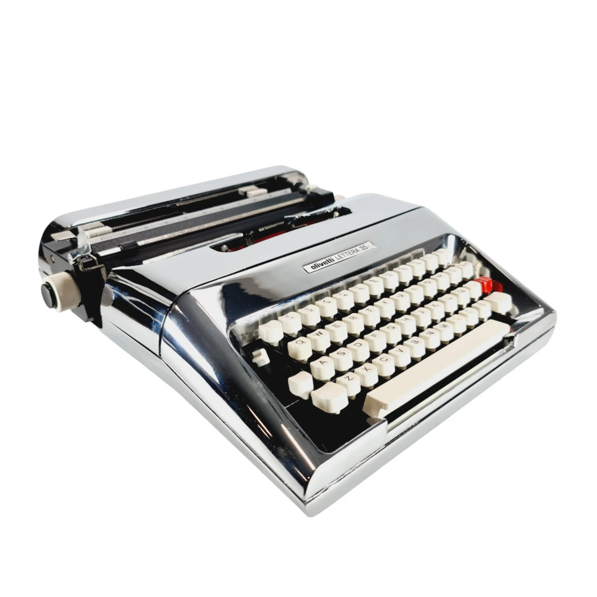 Limited Edition Olivetti Lettera 35 Typewriter (01of 50) chrome-plated - ElGranero Typewriter.Company