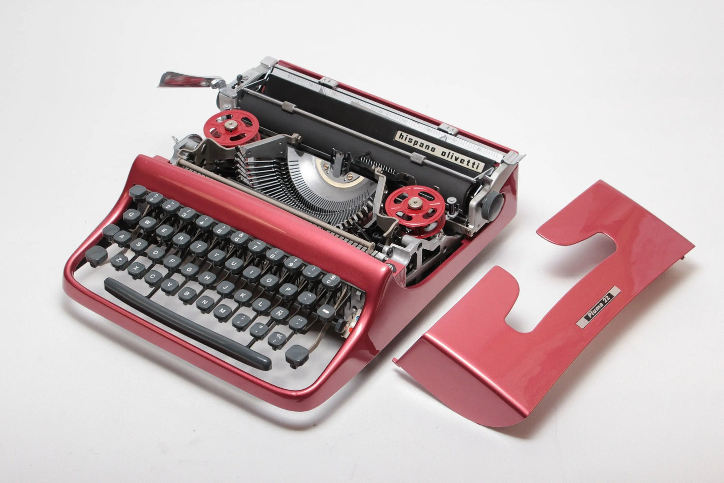 Limited Edition Olivetti Pluma 22 Coral Red Typewriter, Vintage, Manual Portable, Professionally Serviced by Typewriter.Company - ElGranero Typewriter.Company