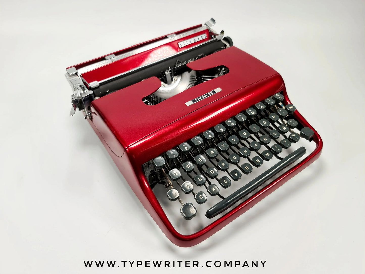 Limited Edition Olivetti Pluma 22 Coral Red, Vintage, Mint Condition, Manual Portable, Professionally Serviced by Typewriter.Company - ElGranero Typewriter.Company