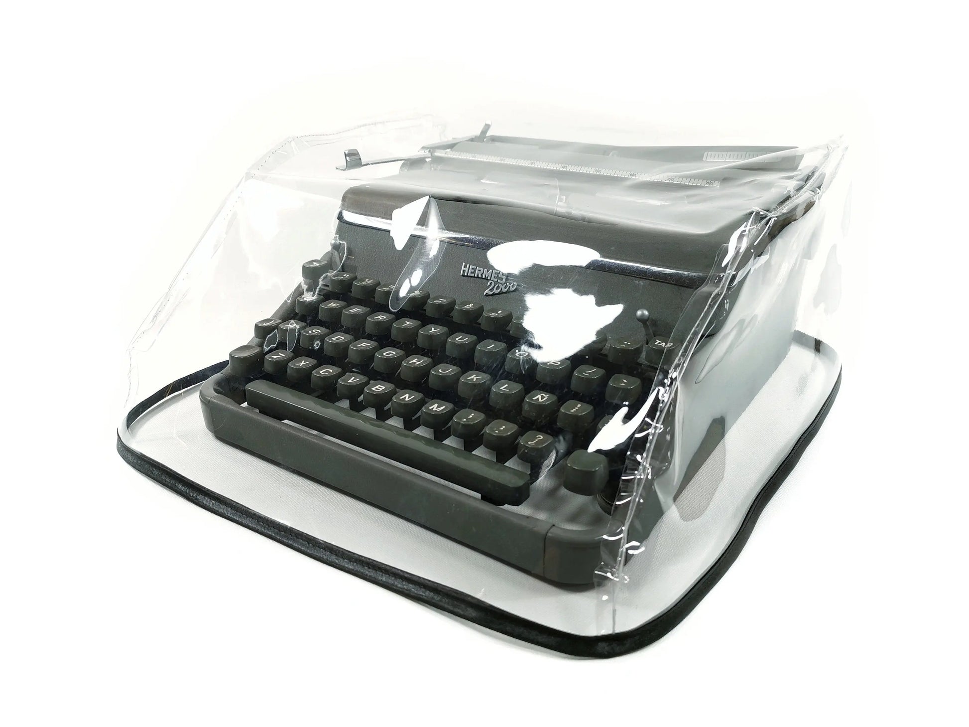 MEDIUM Transparent Dust Cover, Vinyl PVC for M size Typewriter Hermes 2000, Hermes 3000, Hermes Media3 - ElGranero Typewriter.Company