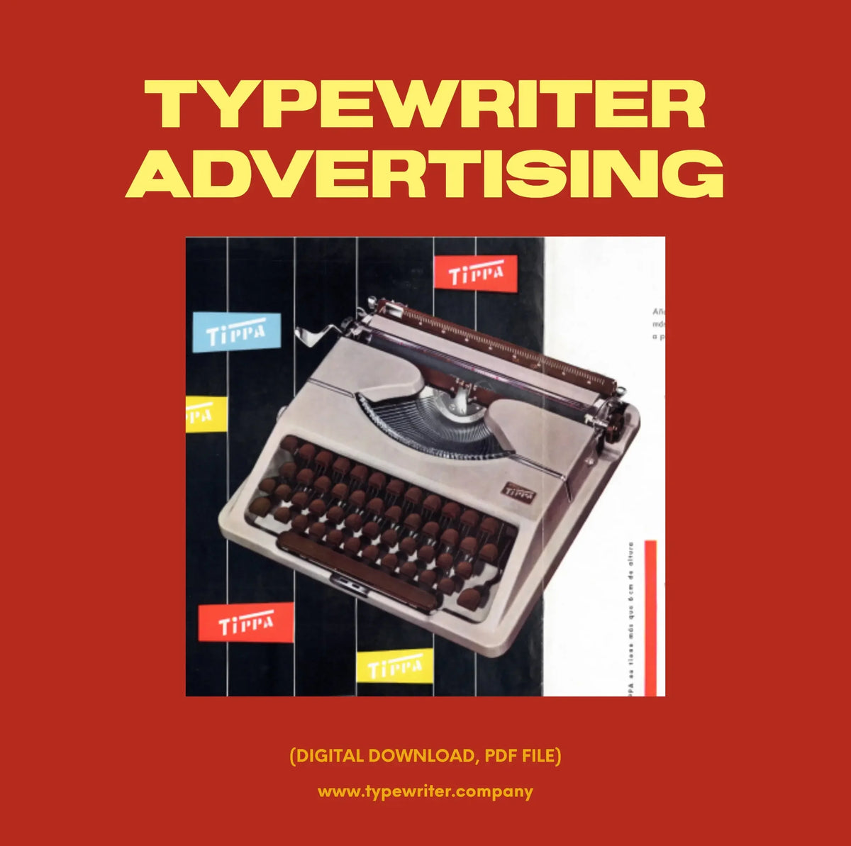 Original Vintage Ad for Typewriter Tippa, PDF in Spanish - ElGranero Typewriter.Company