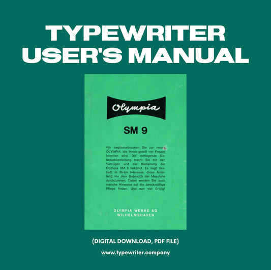 Instruction Manual for Vintage Typewriter Olympia SM9, PDF in German - ElGranero Typewriter.Company