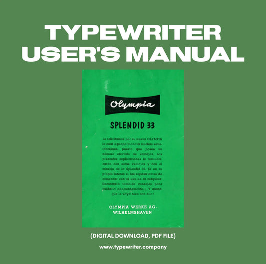 Instruction Manual for Vintage Typewriter Olympia Splendid 33, PDF in Spanish - ElGranero Typewriter.Company